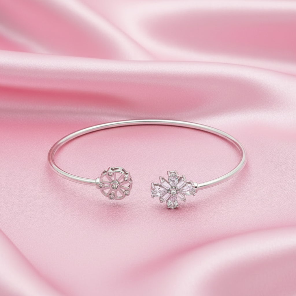Flora Radiance Silver Kada