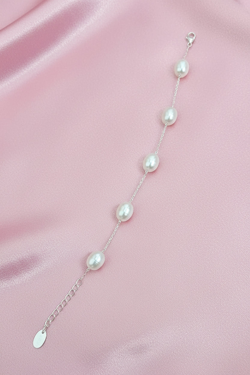 Pearl Cascade Silver Bracelet