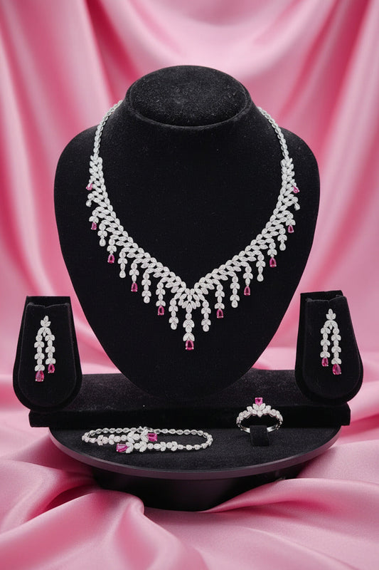 Crimson Cascade Zirconia Set