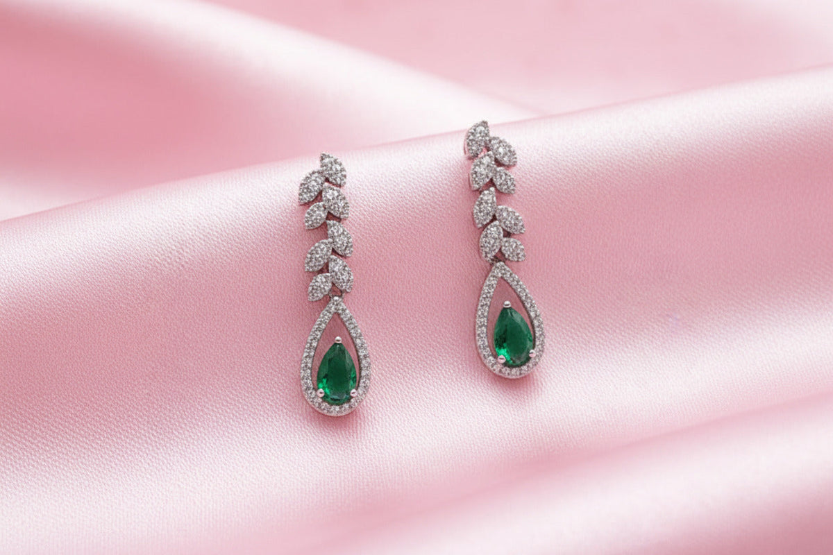 Emerald Leaf Grace Silver Set