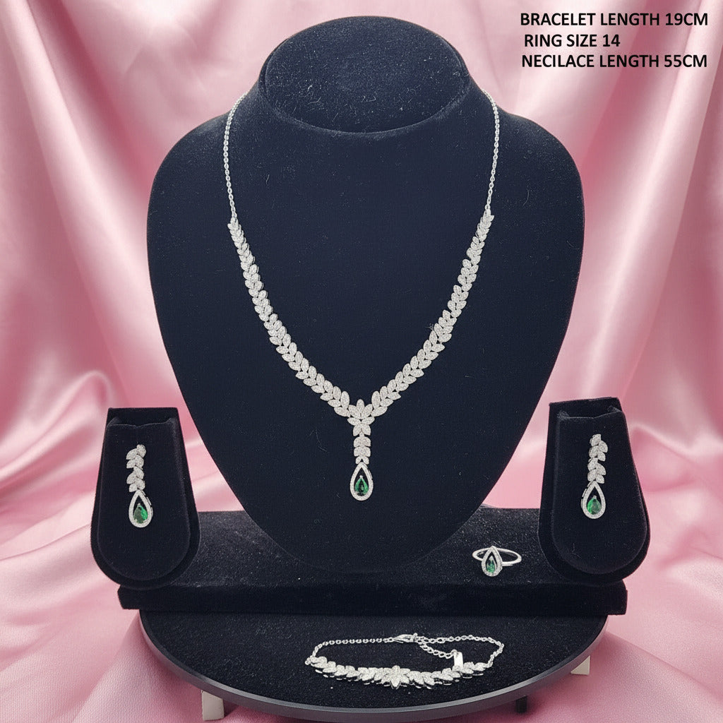 Emerald Leaf Grace Silver Set