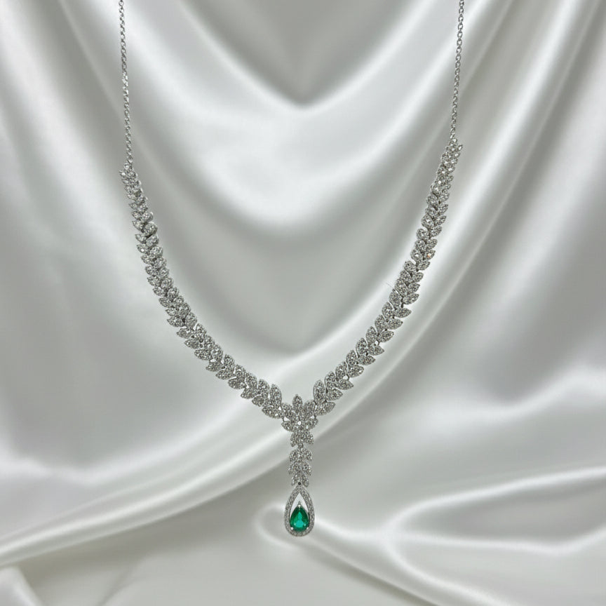 Emerald Leaf Grace Silver Set
