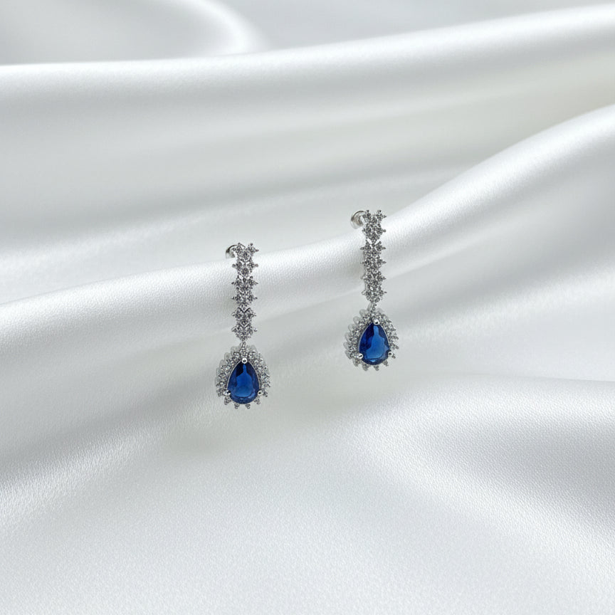 Sapphire Cascade Silver Set
