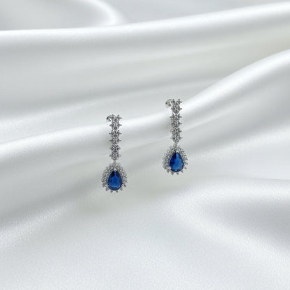Sapphire Cascade Silver Set