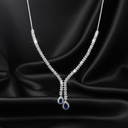 Sapphire Cascade Silver Set
