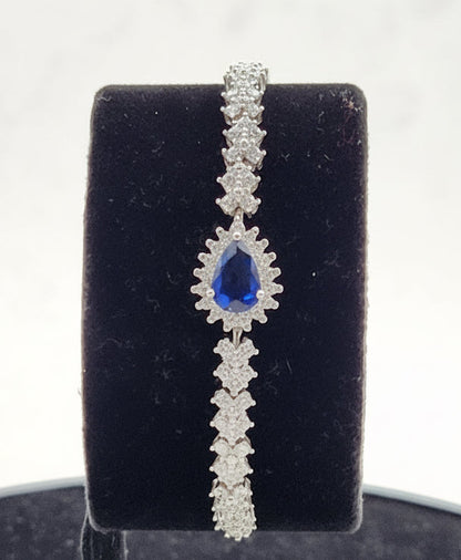 Sapphire Cascade Silver Set