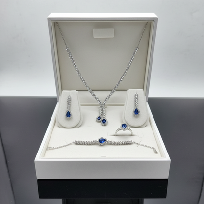 Sapphire Cascade Silver Set
