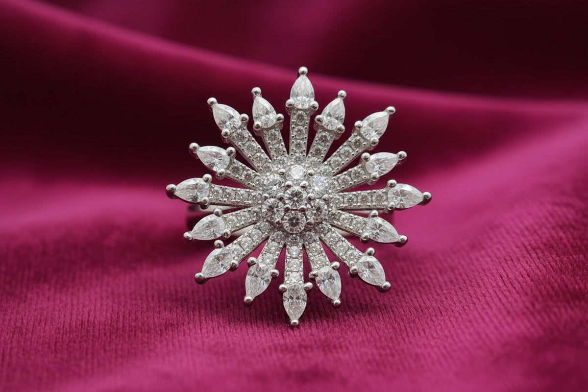 Radiant Bloom Silver Ring
