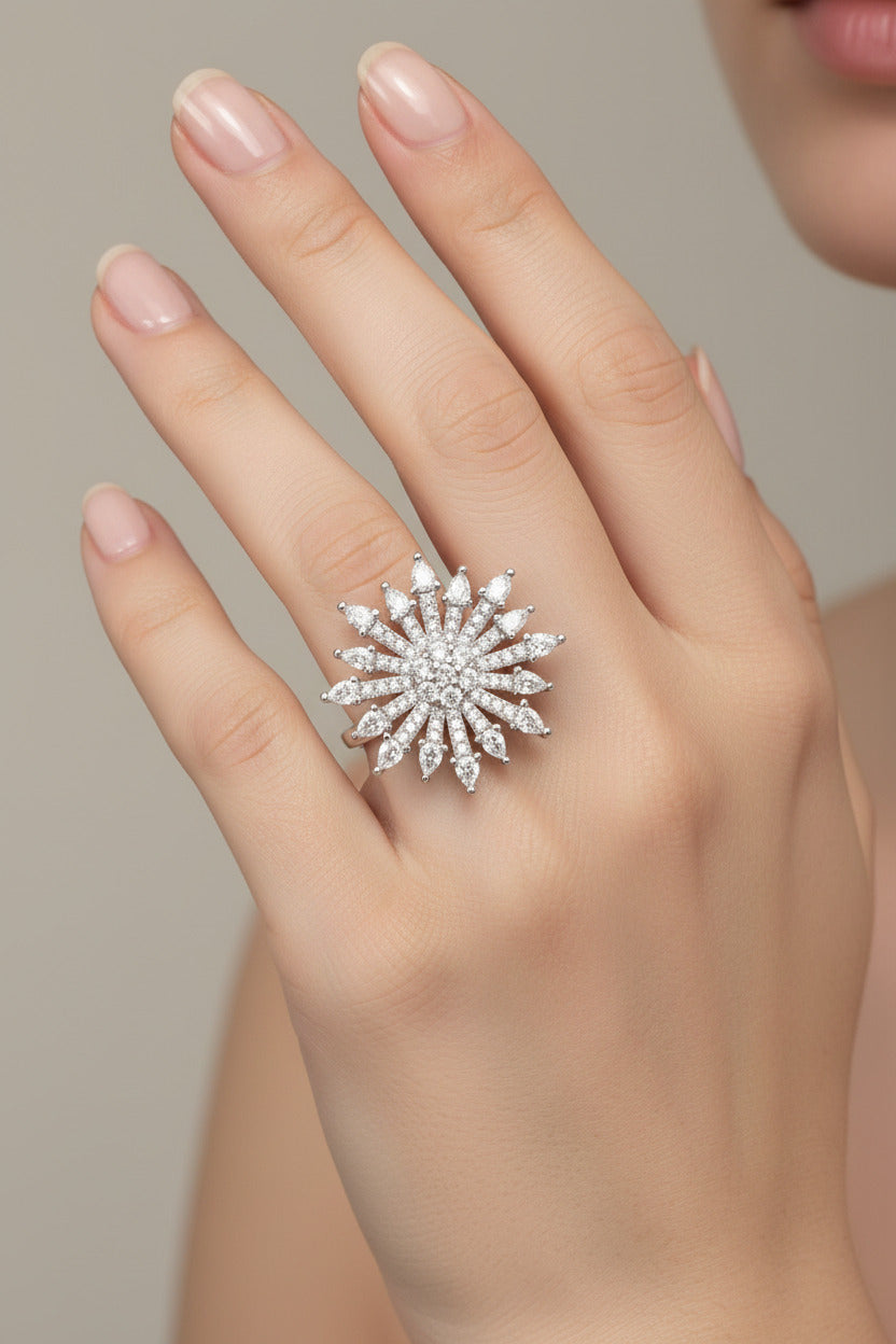 Radiant Bloom Silver Ring