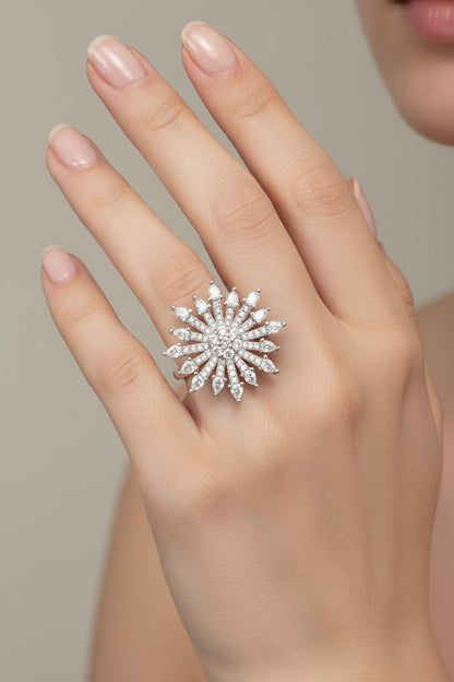 Radiant Bloom Silver Ring