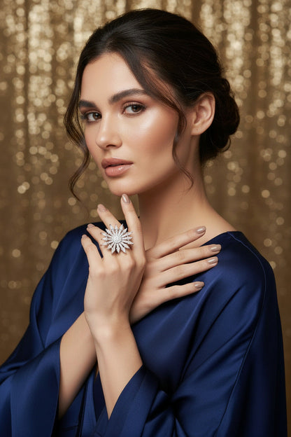 Radiant Bloom Silver Ring