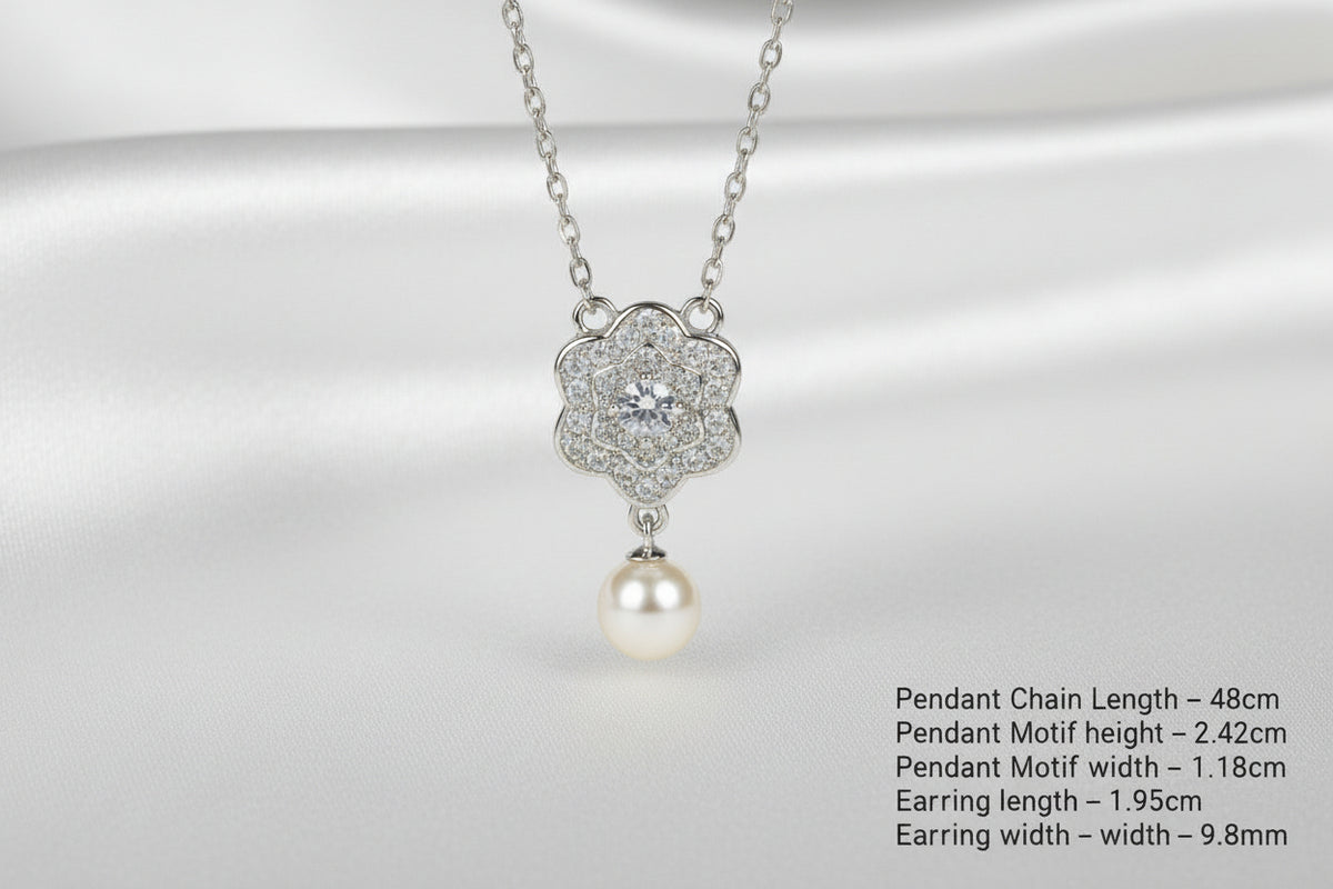 Celeste Pearl Bloom Silver Set