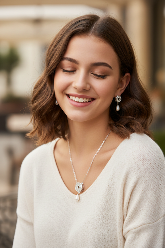 Celeste Pearl Halo Set