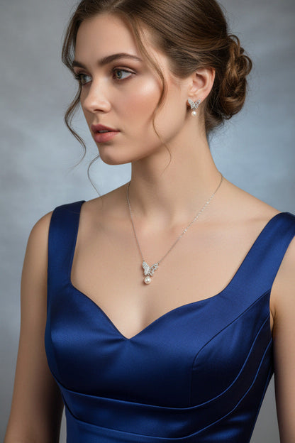Silver Flutter Pearl Set