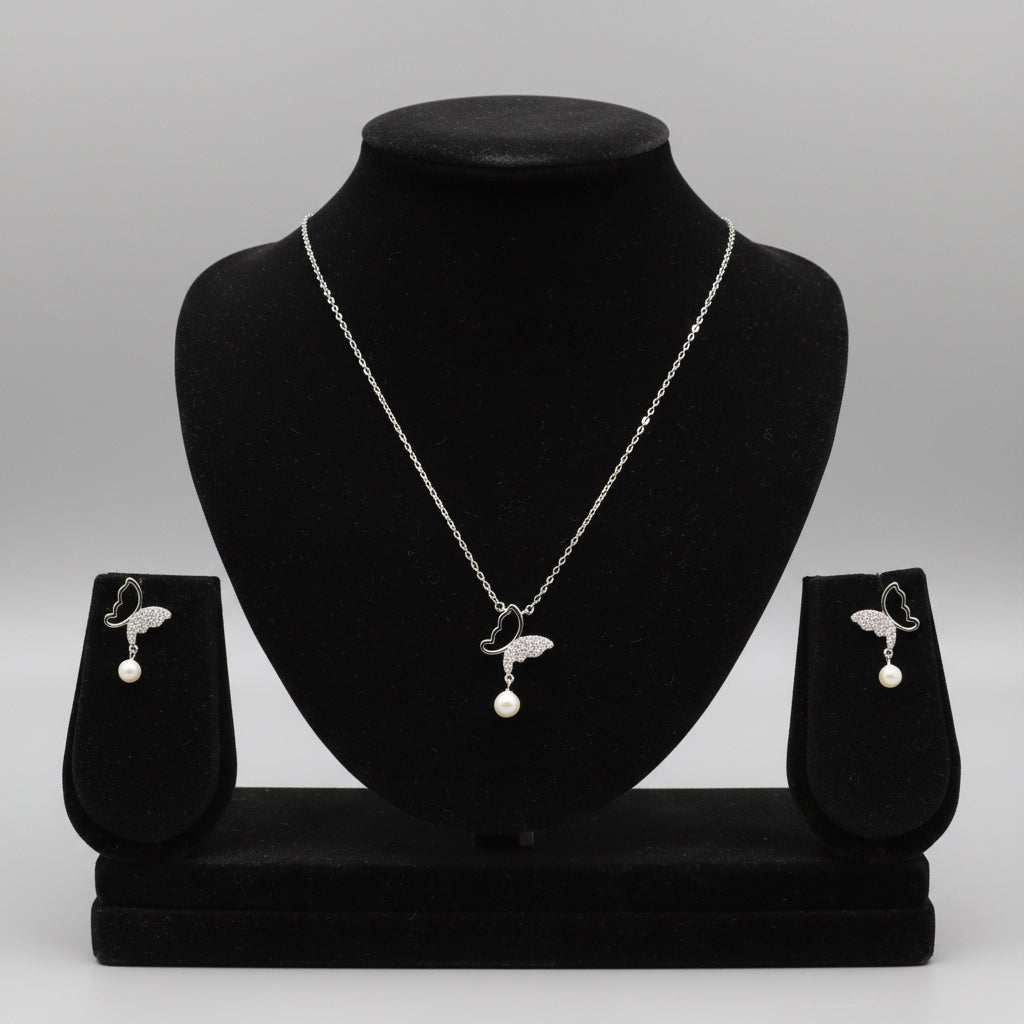 Twin Butterfly Pearl Charm Set