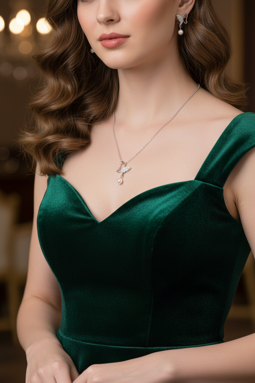 Twin Butterfly Pearl Charm Set