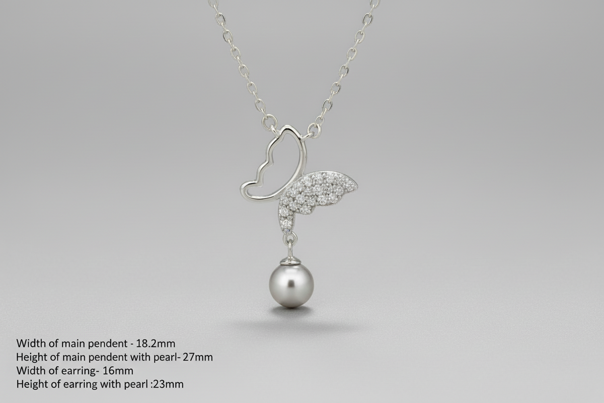 Twin Butterfly Pearl Charm Set