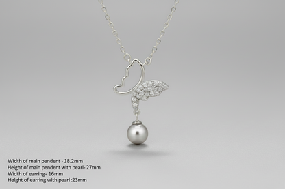 Twin Butterfly Pearl Charm Set