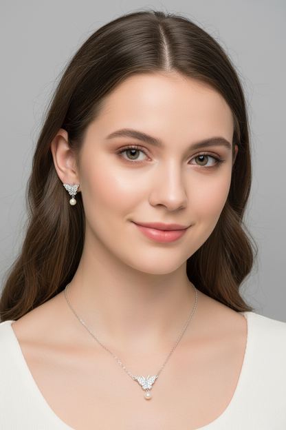 Crystal Butterfly Pearl Set