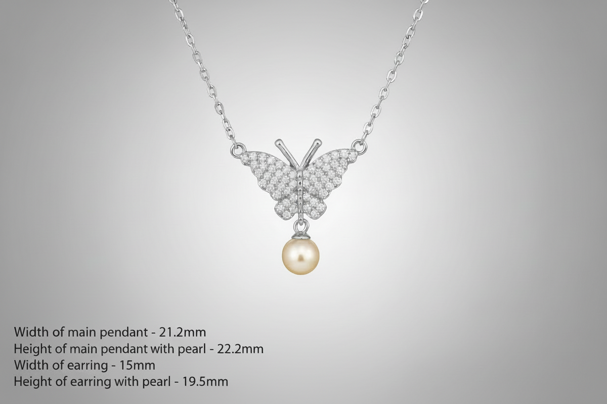 Crystal Butterfly Pearl Set