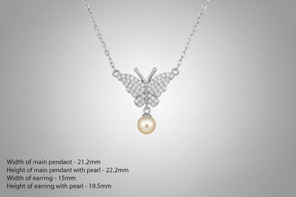 Crystal Butterfly Pearl Set