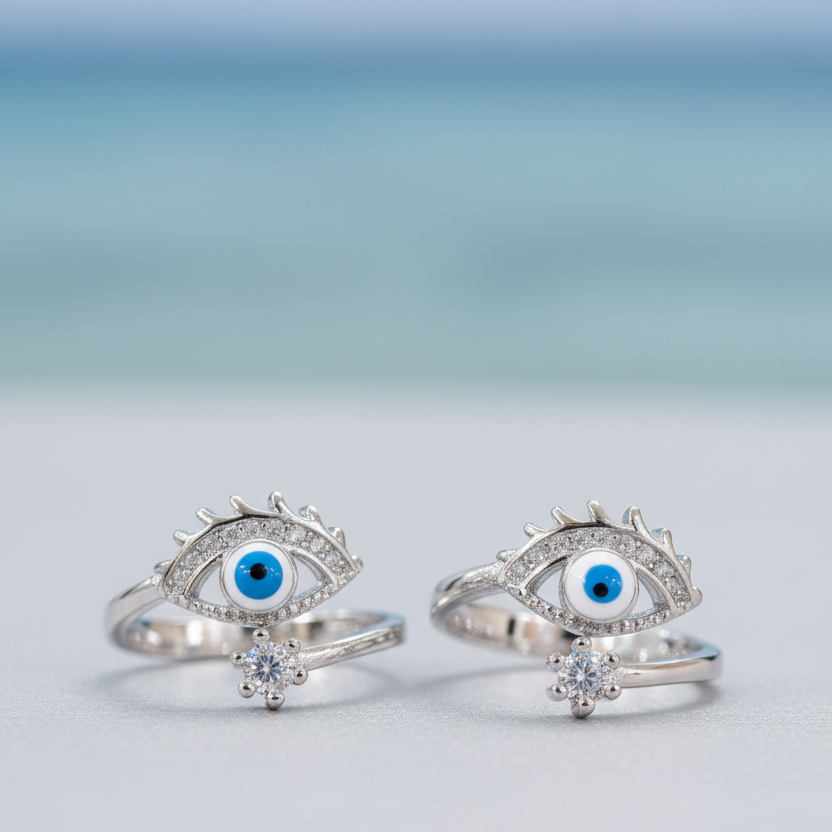 Azure Nazar Toe Rings
