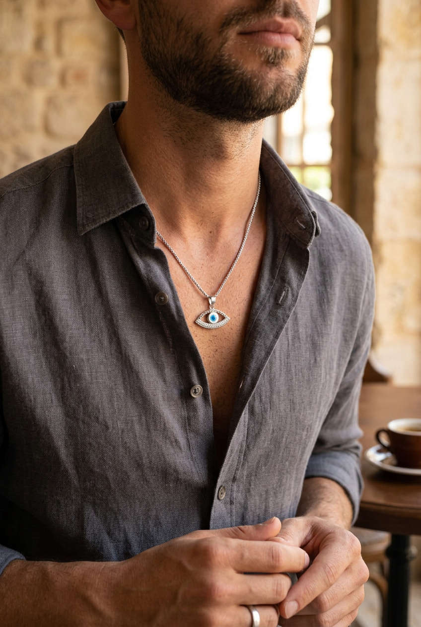 Azure Guardian Eye Pendant