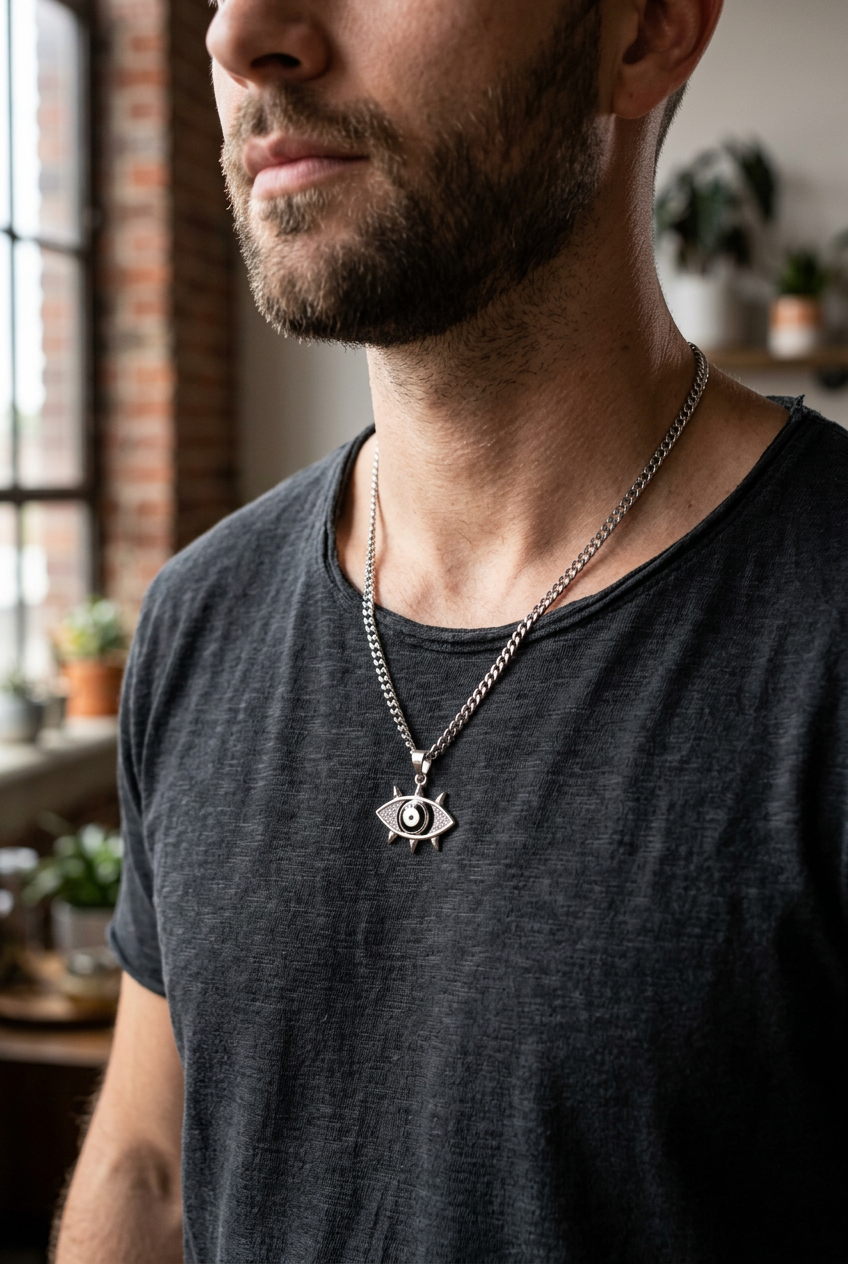 Obsidian Guardian Spike Eye Pendant