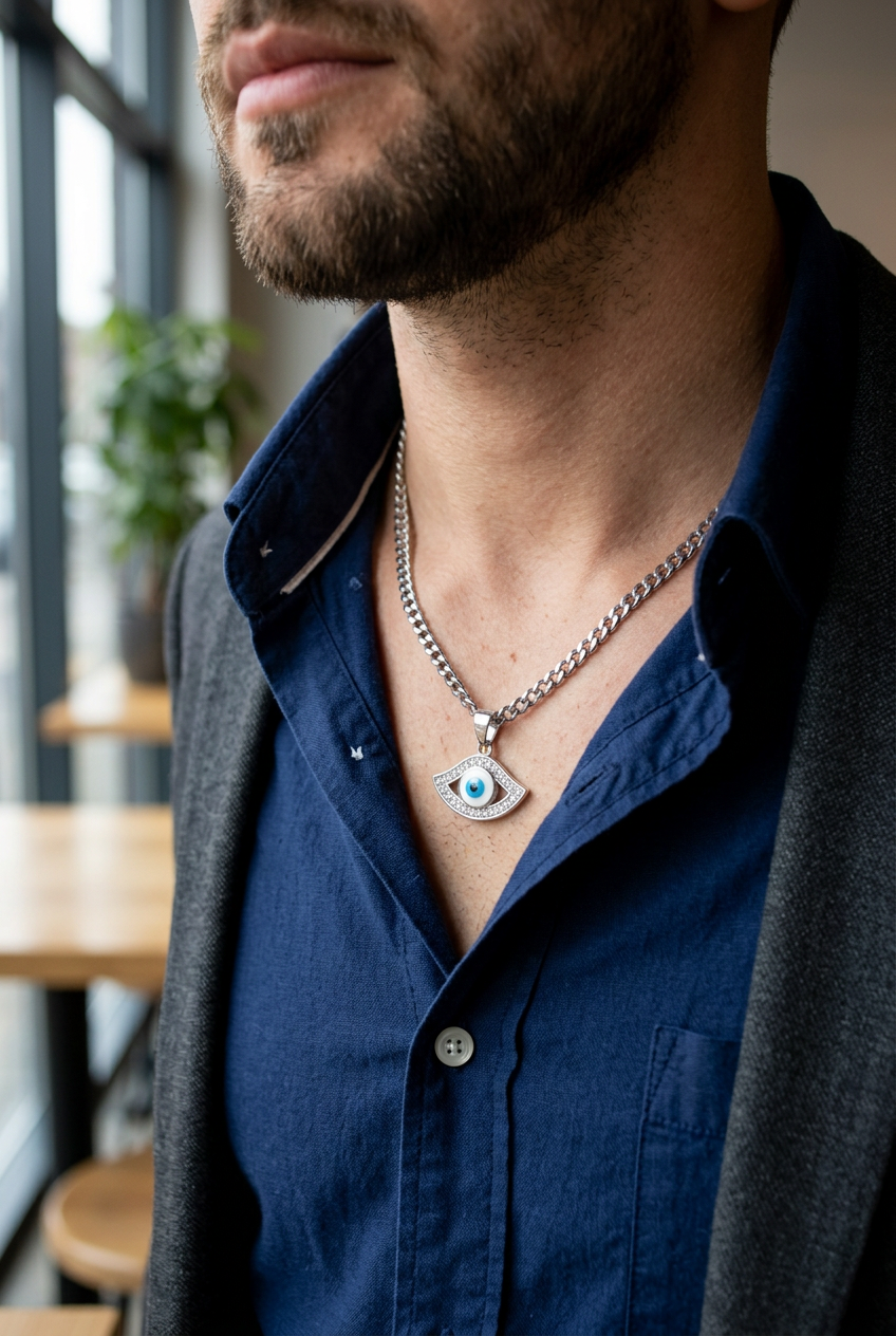 Azure Guardian Eye Silver Pendant