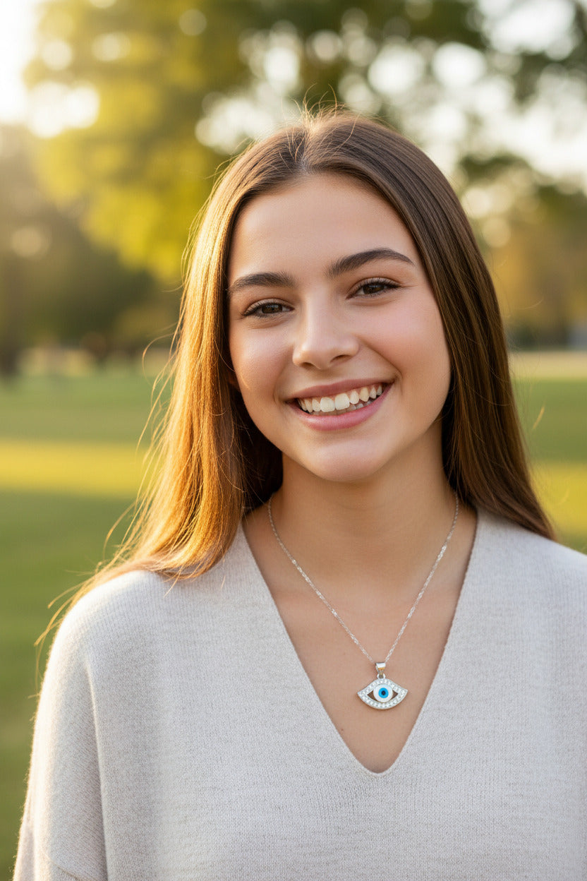 Azure Guardian Eye Silver Pendant