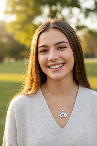 Azure Guardian Eye Silver Pendant