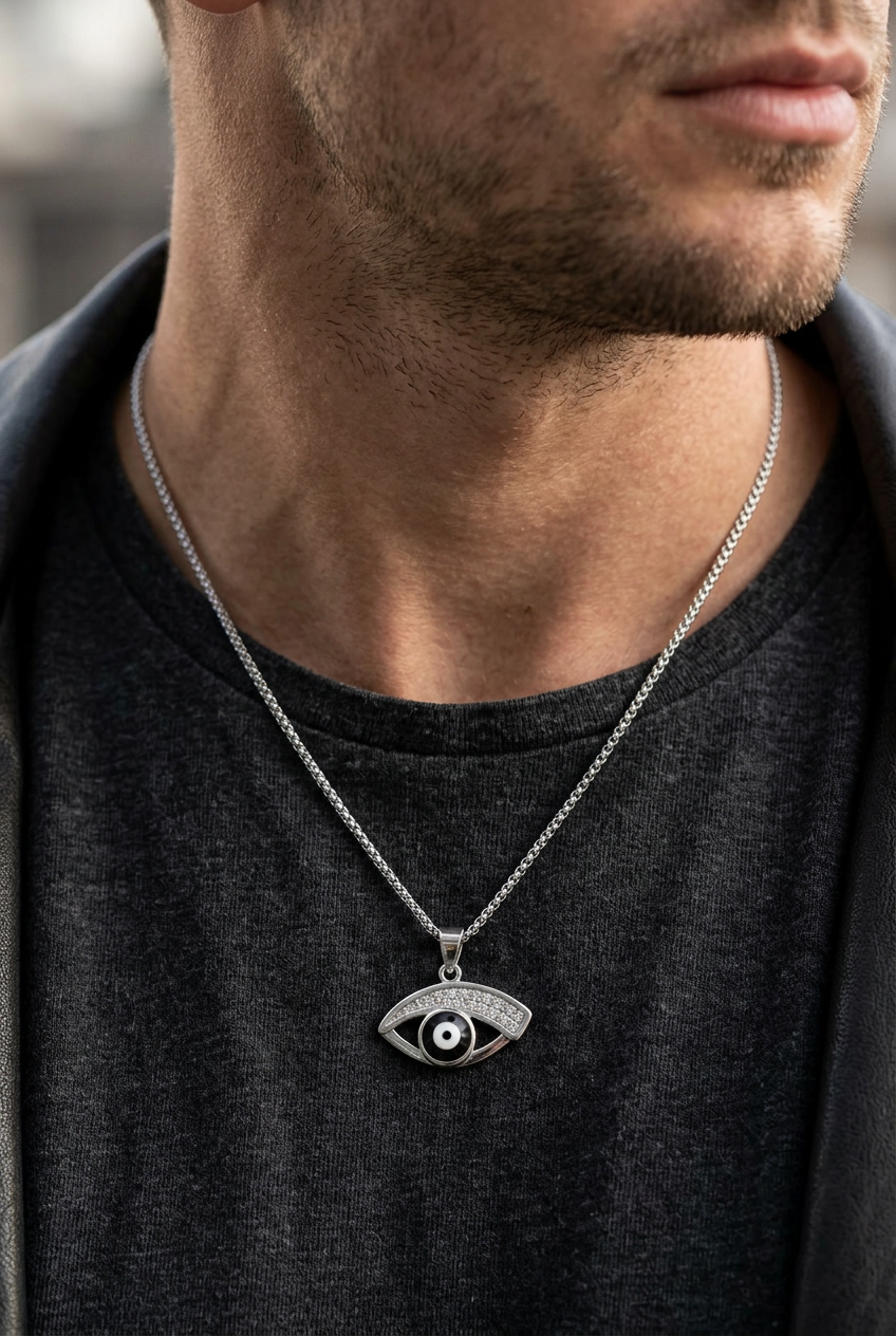 Rose Noir Evil Eye Pendant