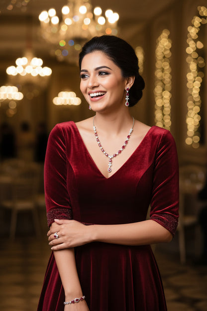 Crimson Cascade Elegance Set