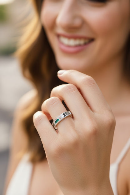 Emerald Grid Royale Ring & Bracelet Set