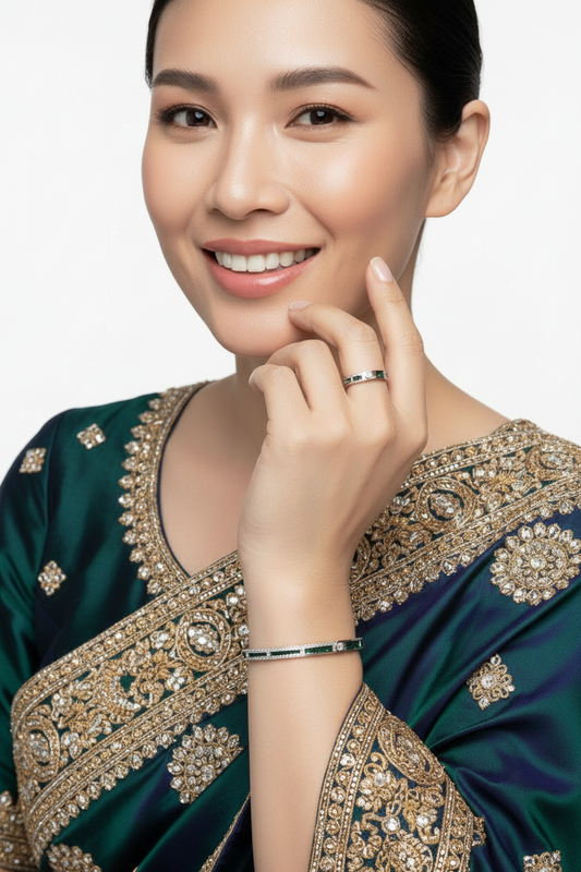 Emerald Grid Royale Ring & Bracelet Set