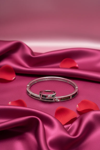 Emerald Grid Royale Ring & Bracelet Set