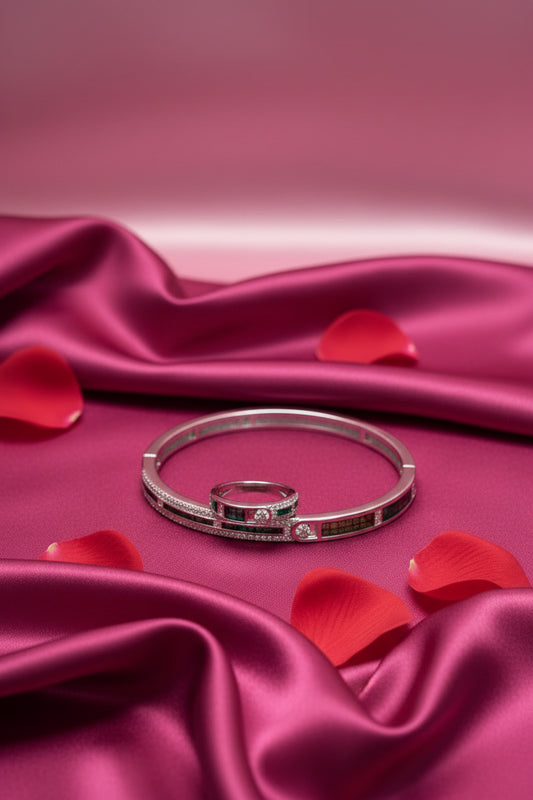 Emerald Grid Royale Ring & Bracelet Set