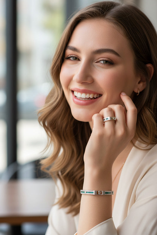 Emerald Lock Luxe Ring & Bracelet Set