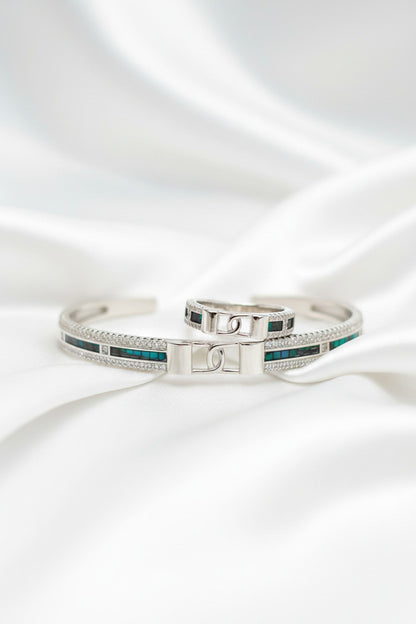 Emerald Lock Luxe Ring & Bracelet Set
