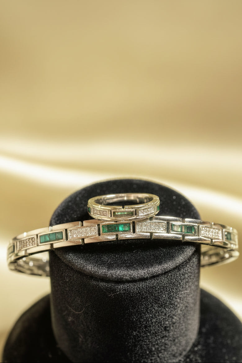 Emerald Link Royale Ring & Bracelet Set