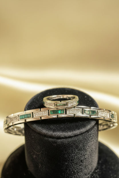 Emerald Link Royale Ring & Bracelet Set