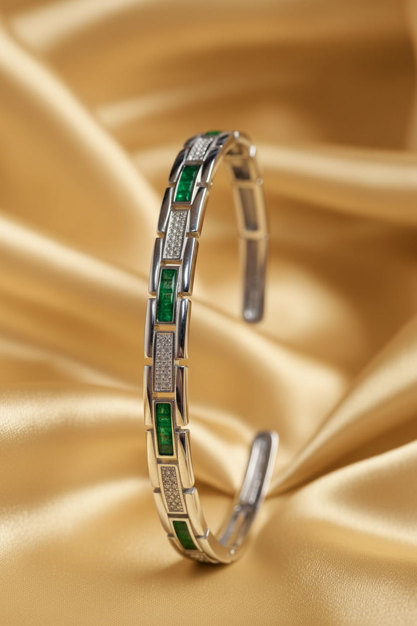 Emerald Link Royale Ring & Bracelet Set