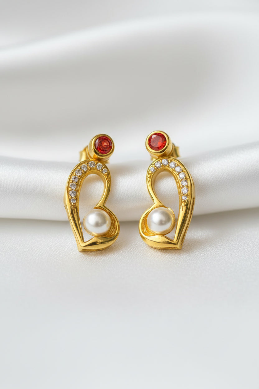Scarlet Pearl Embrace Studs