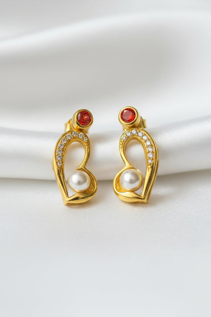 Scarlet Pearl Embrace Studs