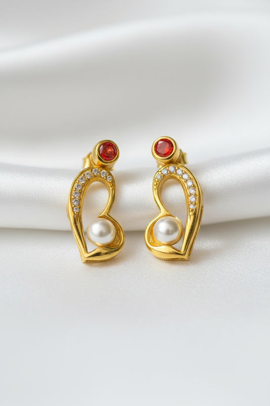 Scarlet Pearl Embrace Studs