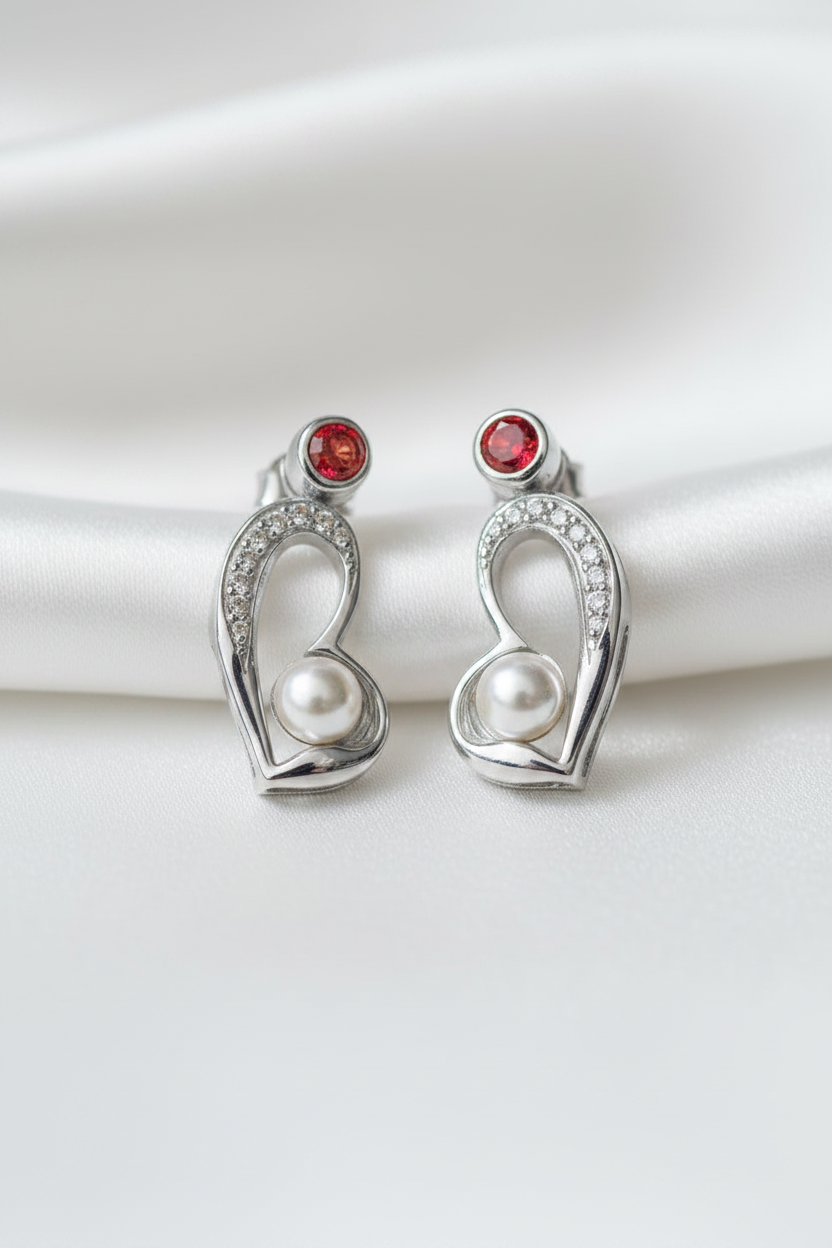 Scarlet Pearl Embrace Studs