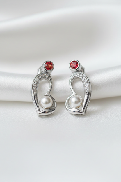 Scarlet Pearl Embrace Studs