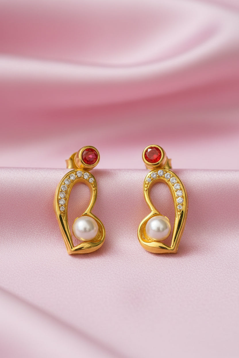 Scarlet Pearl Embrace Studs