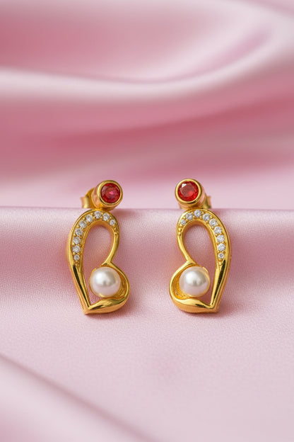 Scarlet Pearl Embrace Studs