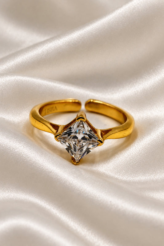 Golden Spark Solitaire Ring